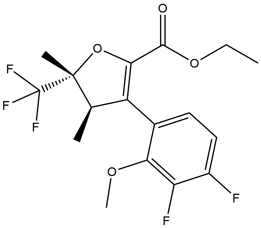 外消旋-(4R,5R)-3-(3,4-二氟-2-甲氧基苯基)-4,5-二甲基-5-(三氟甲基)-4,5-二氢呋喃-2-甲酸乙酯 结构式