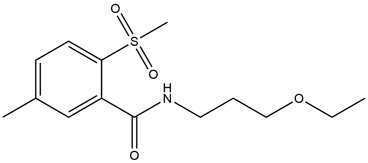 N-(3-Ethoxypropyl)-5-methyl-2-(methylsulfonyl)benzamide 结构式