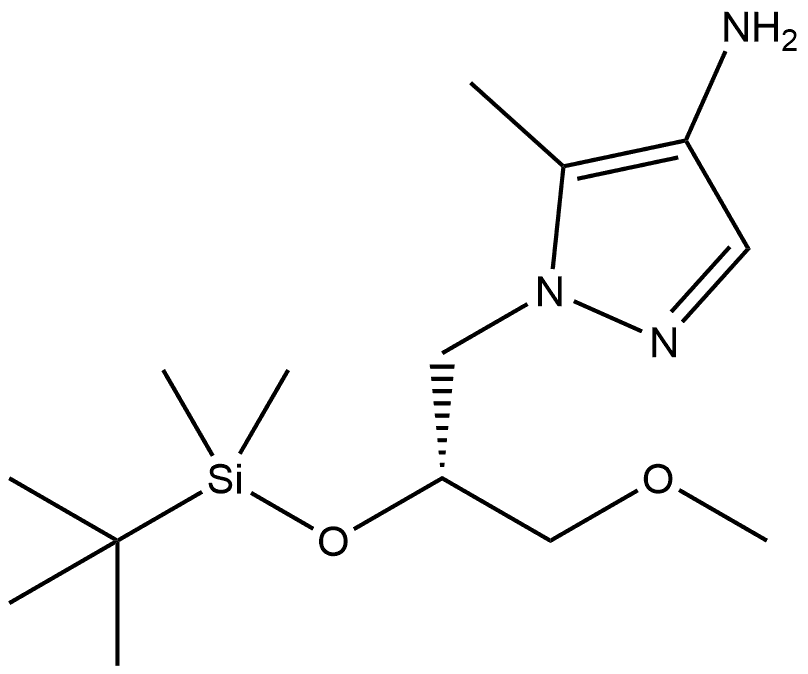 1-[(2R)-2-[(tert-butyldimethylsilyl)oxy]-3-methoxypropyl]-5-methyl-1H-pyrazol-4-amine 结构式