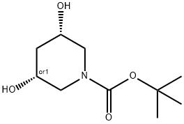 rel-1,1-Dimethylethyl (3R,5S)-3,5-dihydroxy-1-piperidinecarboxylate 结构式