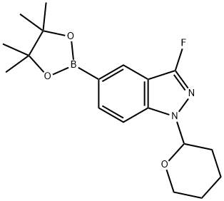 3-氟-1-(四氢 2H-吡喃-2-基)-5-(4,4,5,5-四甲基-1,3,2-二氧杂硼烷-2-基)-1H-吲唑 结构式