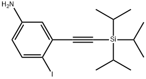 4-碘-3-((三异丙基甲硅烷基)乙炔基)苯胺 结构式