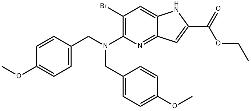 5-(双(4-甲氧基苄基)氨基)-6-溴-1H-吡咯并[3,2-B]吡啶-2-羧酸乙酯 结构式