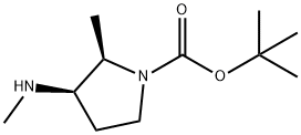 1-Pyrrolidinecarboxylic acid, 2-methyl-3-(methylamino)-, 1,1-dimethylethyl ester, (2R,3R)- 结构式