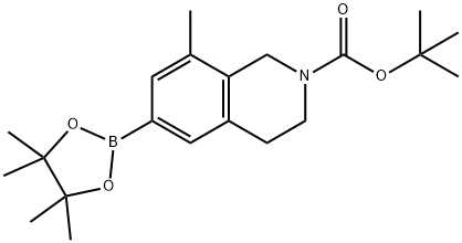 8-甲基-6-(4,4,5,5-四甲基-1,3,2-二氧硼杂环戊烷-2-基)-3,4-二氢异喹啉-2(1H)-羧酸叔丁酯 结构式