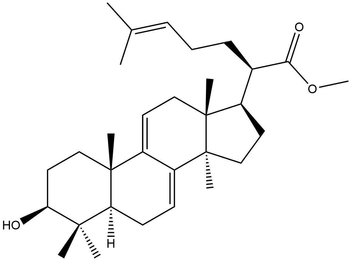 Lanosta-7,9(11),24-trien-21-oic acid, 3-hydroxy-, methyl ester, (3β)- 结构式