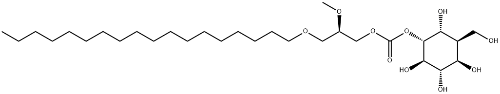 L-chiro-Inositol, 1-deoxy-1-(hydroxymethyl)-, 5-(2R)-2-methoxy-3-(octadecyloxy)propyl carbonate 结构式