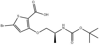 (S)-5-溴-3-(2-((叔丁氧基羰基)氨基)丙氧基)噻吩-2-羧酸 结构式