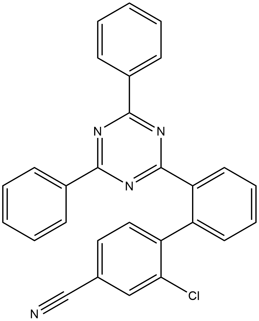 1,1′-联苯]-4-碳腈,2-氯-2′-(4,6-二苯基-1,3,5-三嗪-2-基) 结构式