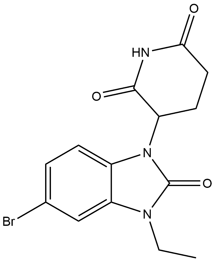 2,6-Piperidinedione, 3-(5-bromo-3-ethyl-2,3-dihydro-2-oxo-1H-benzimidazol-1-yl)- (ACI) 结构式