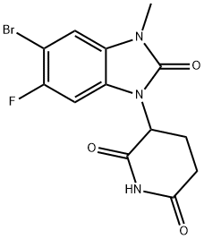 3-(5-溴-6-氟-3-甲基-2-氧代-2,3-二氢-1H-苯并[D]咪唑-1-基)哌啶-2,6-二酮 结构式