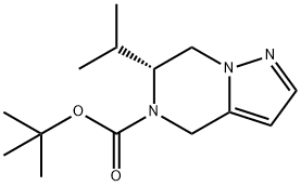 Pyrazolo[1,5-a]pyrazine-5(4H)-carboxylic acid, 6,7-dihydro-6-(1-methylethyl)-, 1,1-dimethylethyl ester, (6R)- 结构式