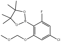 2-(4-氯-2-氟-6-(甲氧基甲氧基)苯基)-4,4,5,5-四甲基-1,3,2-二氧硼杂环戊烷 结构式