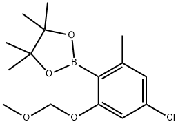2-(4-氯-2-(甲氧基甲氧基)-6-甲基苯基)-4,4,5,5-四甲基-1,3,2-二氧硼杂环戊烷 结构式