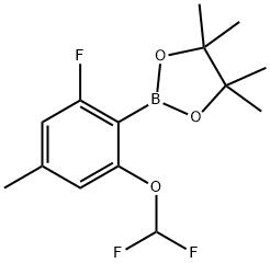 2-(2-(二氟甲氧基)-6-氟-4-甲基苯基)-4,4,5,5-四甲基-1,3,2-二氧硼杂环戊烷 结构式
