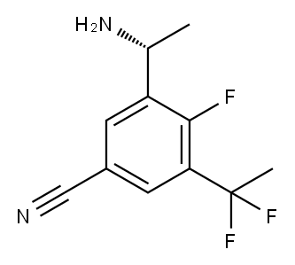 (R)-3-(1-氨乙基)-5-(1,1-二氟乙基)-4-氟苯腈 结构式