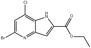 5-溴-7-氯-1H-吡咯并[3,2-B]吡啶-2-羧酸乙酯 结构式