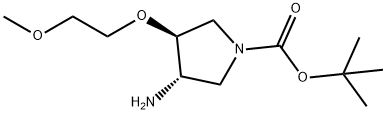 1-吡咯烷羧酸,3-氨基-4-(2-甲氧基乙氧基)-1,1-二甲基乙酯,(3S,4S) 结构式