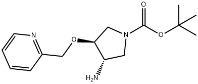 (3S,4S)-3-氨基-4-(吡啶-2-基甲氧基)吡咯烷-1-羧酸叔丁酯 结构式