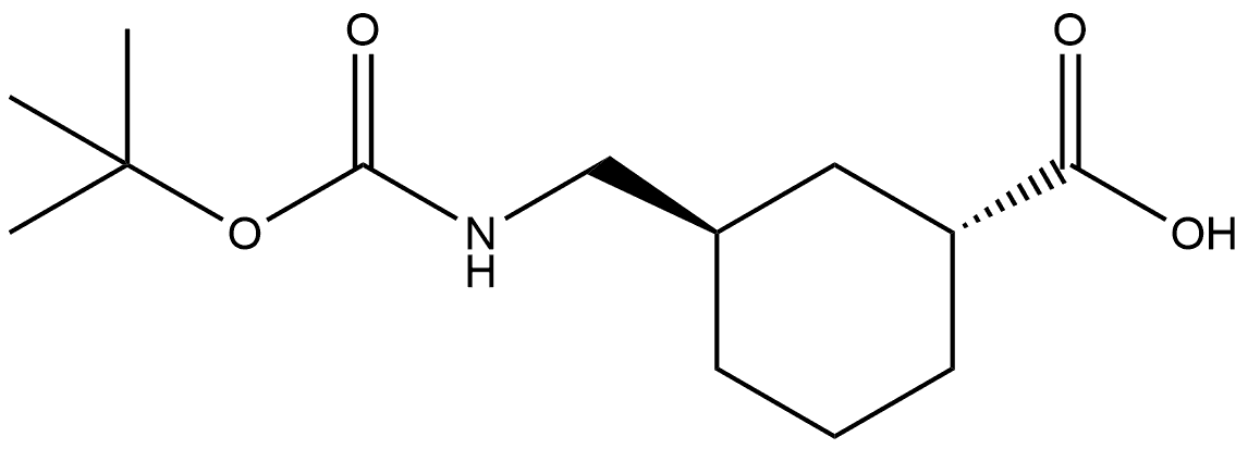 Cyclohexanecarboxylic acid, 3-[[[(1,1-dimethylethoxy)carbonyl]amino]methyl]-, (1R,3R)-rel- 结构式