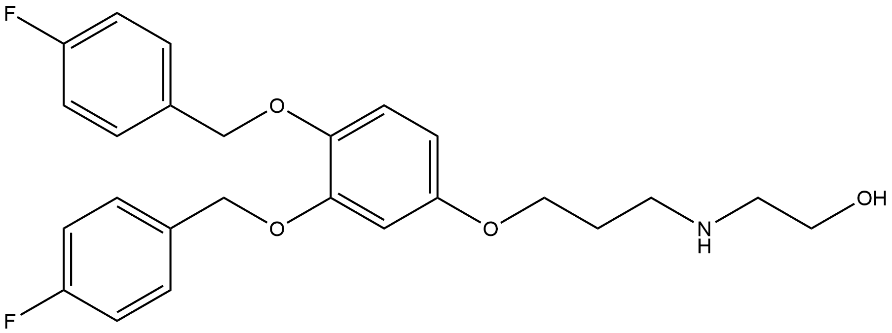 2-((3-(3,4-bis((4-fluorobenzyl)oxy)phenoxy)propyl)amino)ethan-1-ol 结构式