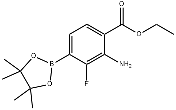 2-氨基-3-氟-4-(4,4,5,5-四甲基-1,3,2-二噁硼烷-2-基)苯甲酸乙酯 结构式