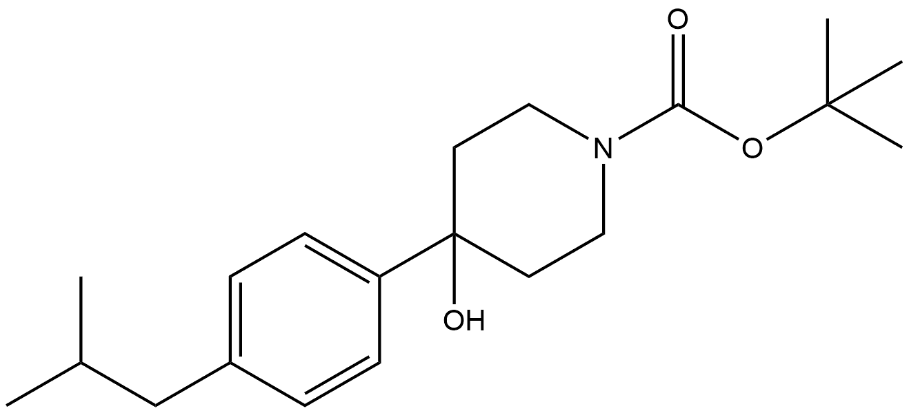 tert-butyl 4-hydroxy-4-(4-isobutylphenyl)piperidine-1-carboxylate 结构式