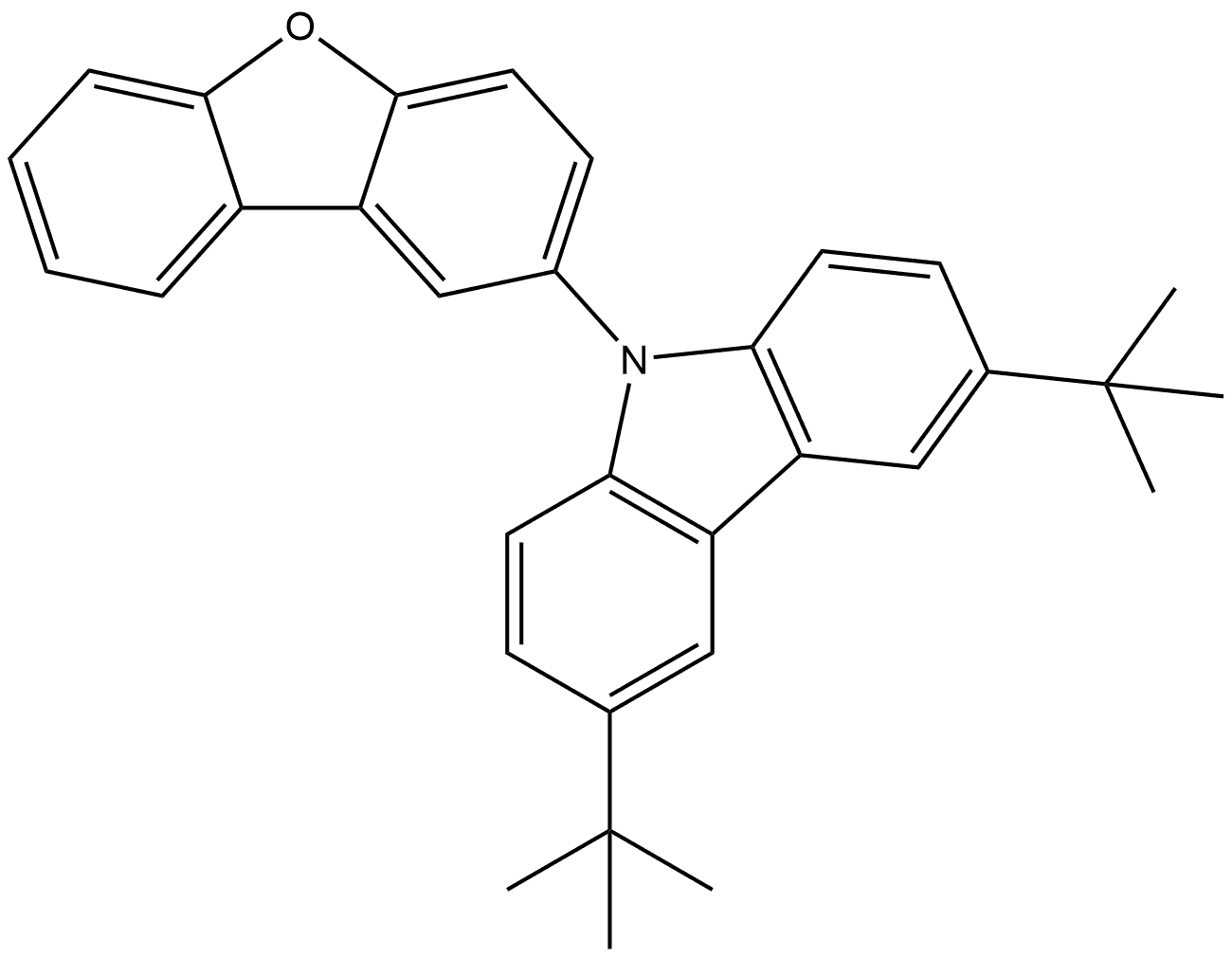 9H-Carbazole, 9-(2-dibenzofuranyl)-3,6-bis(1,1-dimethylethyl)- 结构式