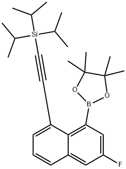 (6-氟-8-(4,4,5,5-四甲基-1,3,2-二氧杂硼烷-2-基)萘-1-基)乙炔基)三异丙基硅烷 结构式