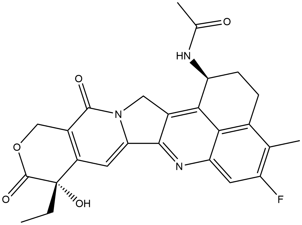 N-[(1S,9S)-9-乙基-5-氟-2,3,9,10,13,15-六氢-9-羟基-4-甲基-10,13-二氧代-1H,12H-苯并吡喃并[3′,4′:6,7]吲哚嗪并[1,2-B]喹啉-1-基]乙酰胺 结构式