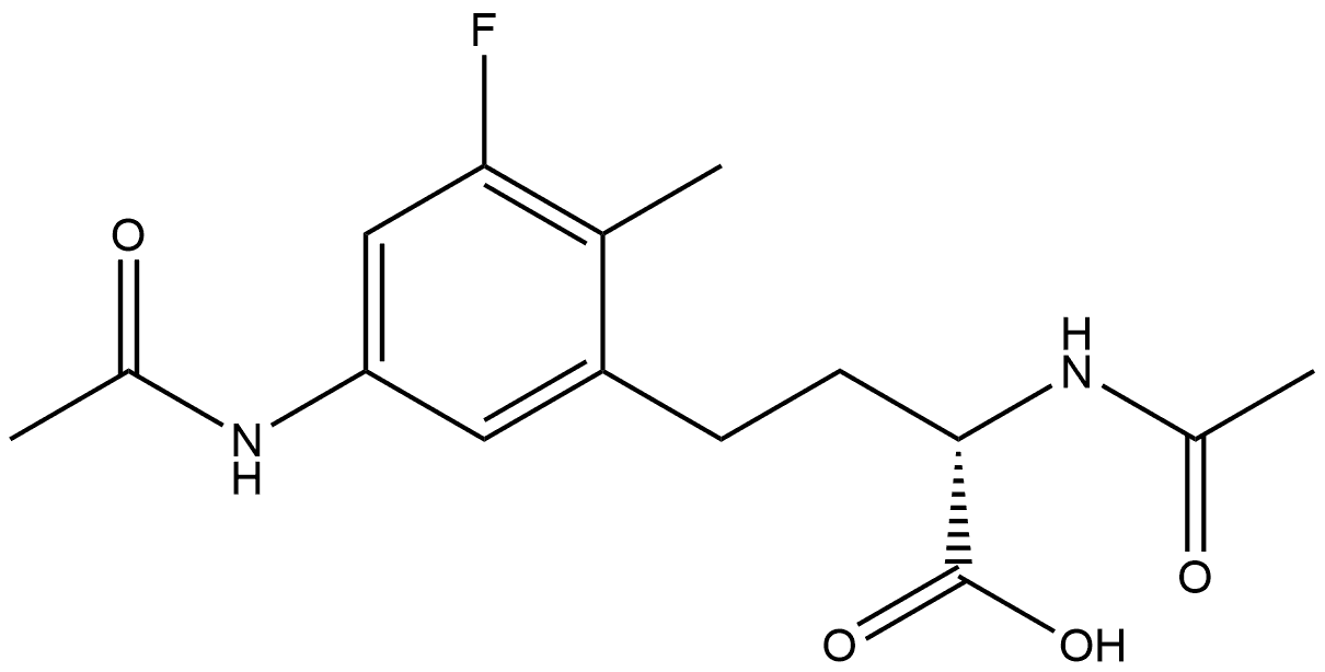 (S)-2-acetamido-4-(5-acetamido-3-fluoro-2-methylphenyl)butanoic acid 结构式