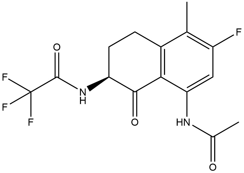 (S)-N-(8-acetamido-6-fluoro-5-methyl-1-oxo-1,2,3,4-tetrahydronaphthalen-2-yl)-2,2,2-trifluoroacetamide 结构式