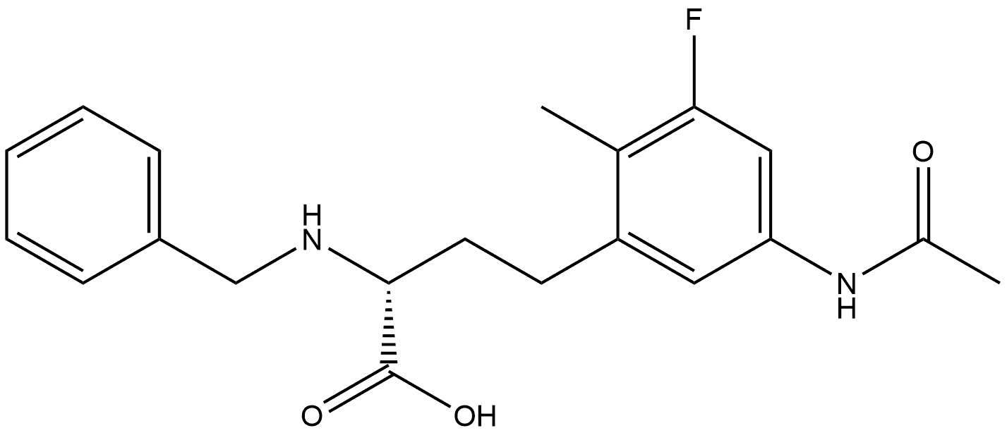 (R)-4-(5-acetamido-3-fluoro-2-methylphenyl)-2-(benzylamino)butanoic acid 结构式