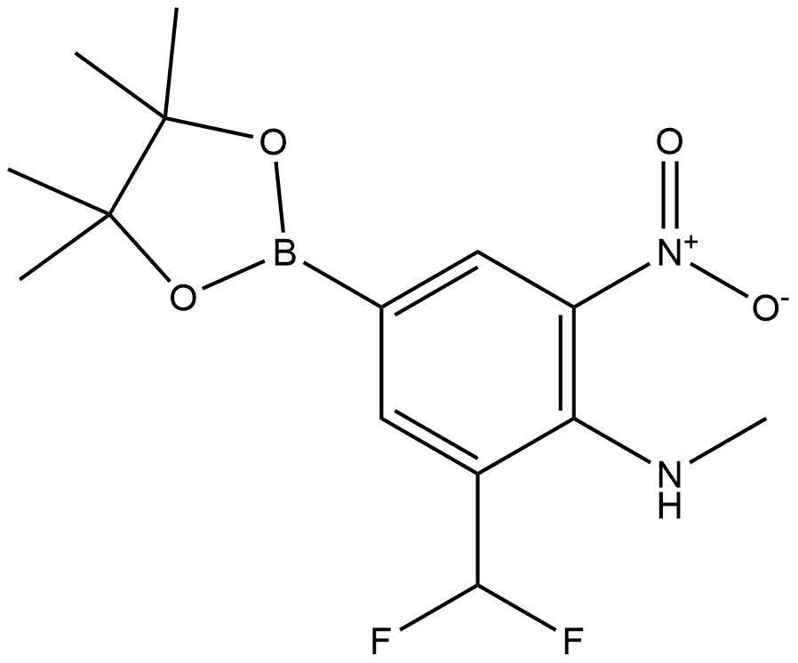 2-(二氟甲基)-N-甲基-6-硝基-4-(4,4,5,5-四甲基-1,3,2-二氧杂硼烷-2-基)苯胺 结构式