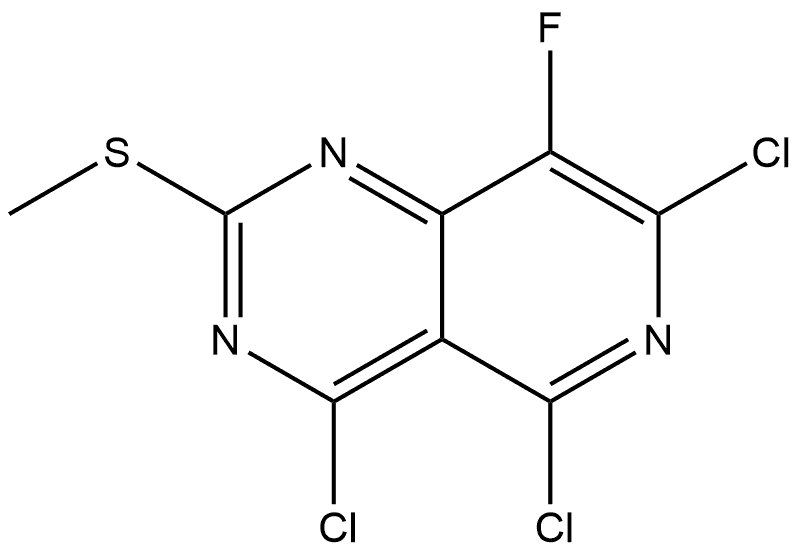 4,5,7-三氯-8-氟-2-(甲硫基)吡啶并[4,3-D]嘧啶 结构式