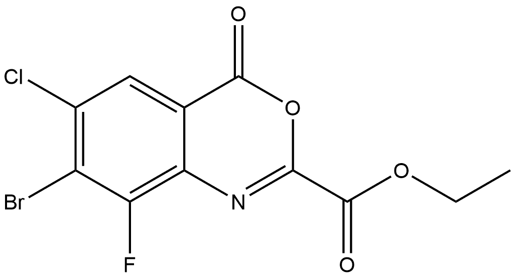 7-溴-6-氯-8-氟-4-氧代-4H-苯并[D][1,3]噁嗪-2-羧酸乙酯 结构式