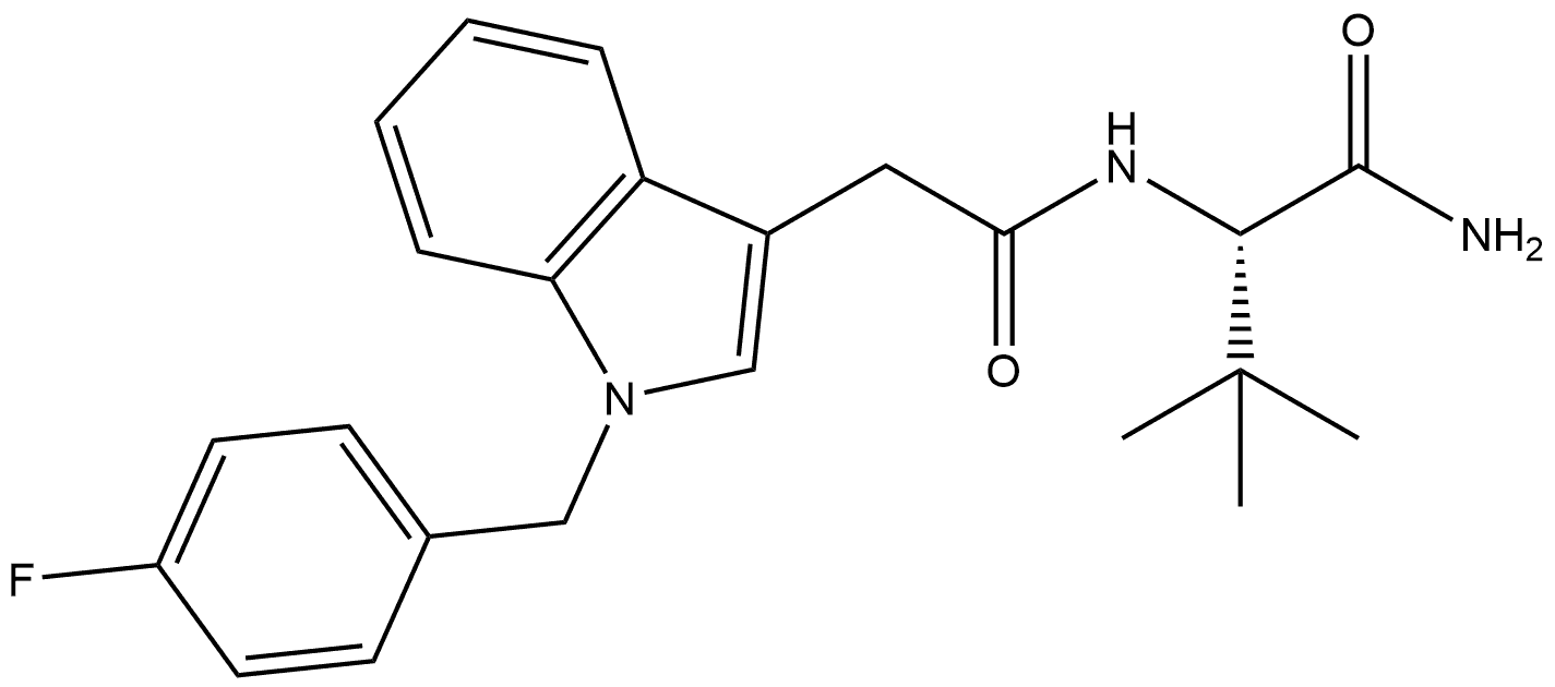 1H-Indole-3-acetamide, N-[(1S)-1-(aminocarbonyl)-2,2-dimethylpropyl]-1-[(4-fluorophenyl)methyl]- 结构式