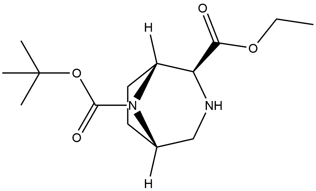 8-(叔丁基)2-乙基(1R,2S,5S)-3,8-二氮杂双环[3.2.1]辛烷-2,8-二羧酸酯 结构式
