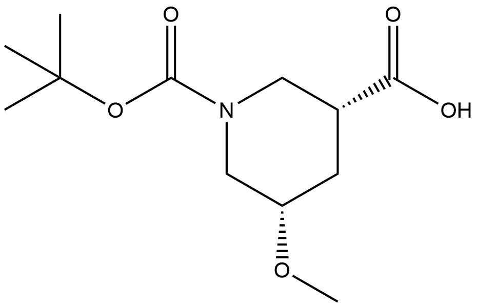 1,3-Piperidinedicarboxylic acid, 5-methoxy-, 1-(1,1-dimethylethyl) ester, (3R,5S)- 结构式