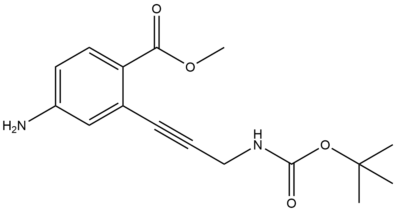4-氨基-2-[3-(BOC-氨基)-1-丙炔-1-基]苯甲酸甲酯 结构式
