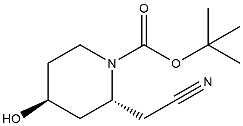 (2R,4S)-2-(氰甲基)-4-羟基哌啶-1-羧酸叔丁酯 结构式