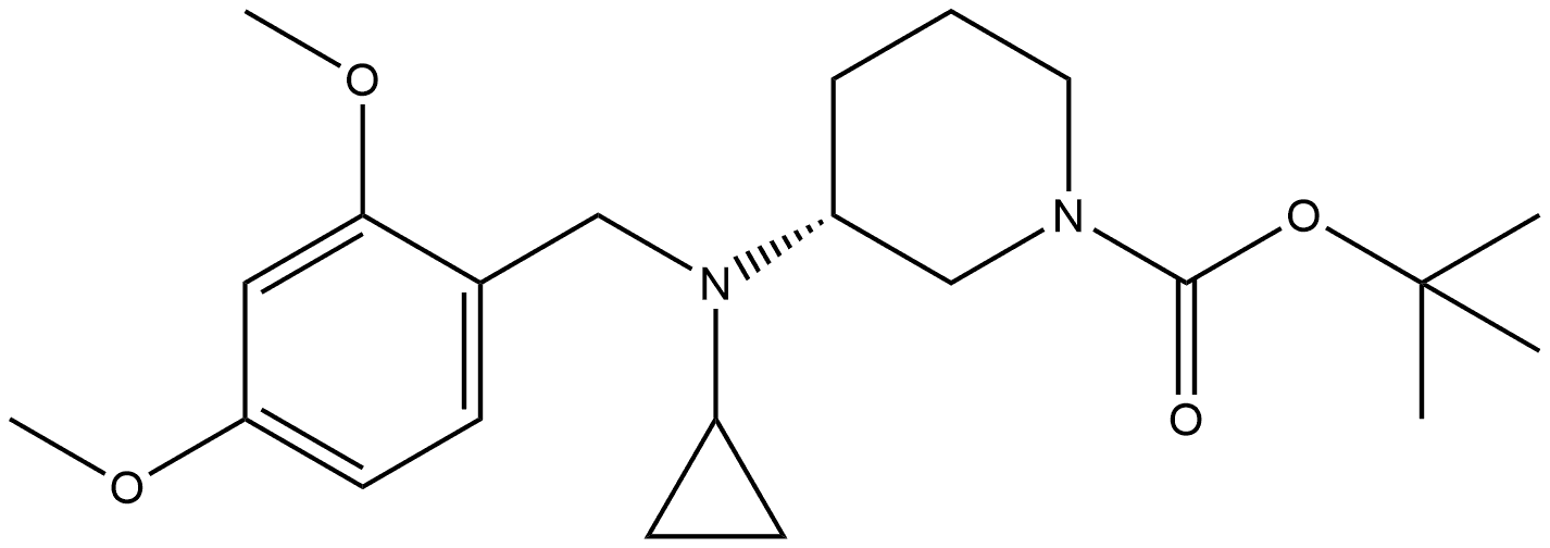 (R)-3-(环丙基(2,4-二甲氧基苄基)氨基)哌啶-1-甲酸叔丁酯 结构式