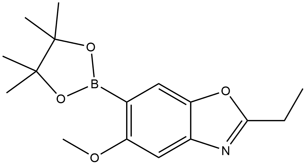 2-乙基-5-甲氧基-6-(4,4,5,5-四甲基-1,3,2-二氧硼杂环戊烷-2-基)苯并[D]唑 结构式