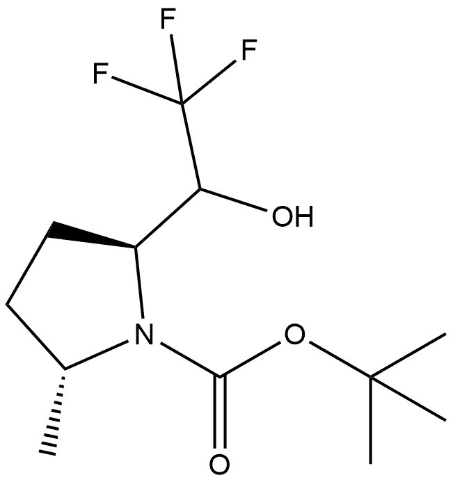 (2R,5S)-2-甲基-5-(2,2,2-三氟-1-羟乙基)吡咯烷-1-羧酸叔丁酯 结构式