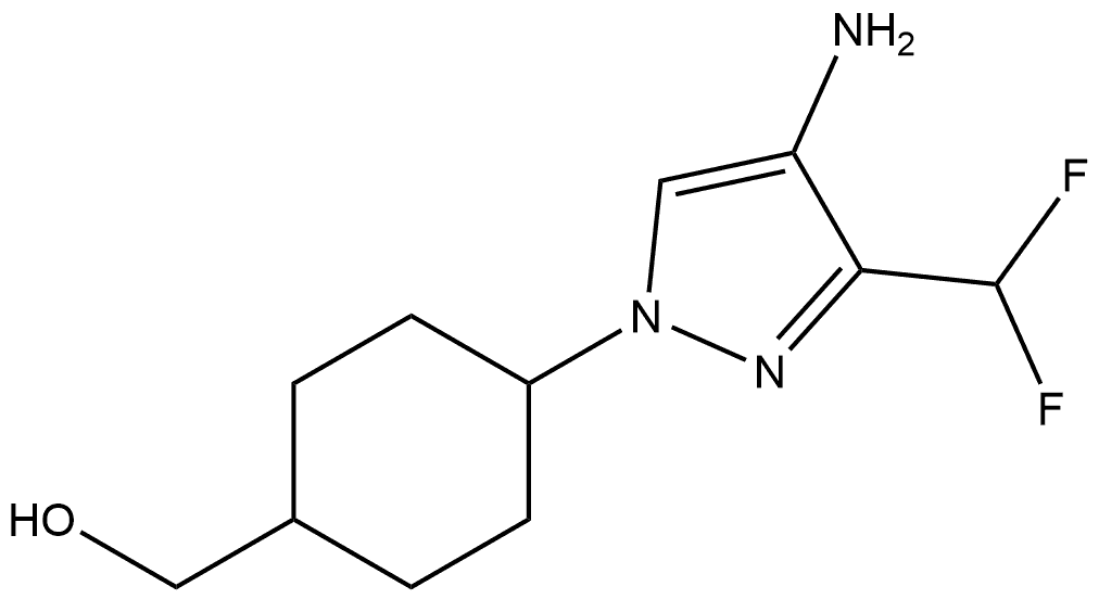 (4-(4-氨基-3-(二氟甲基)-1H-吡唑-1-基)环己基)甲醇 结构式