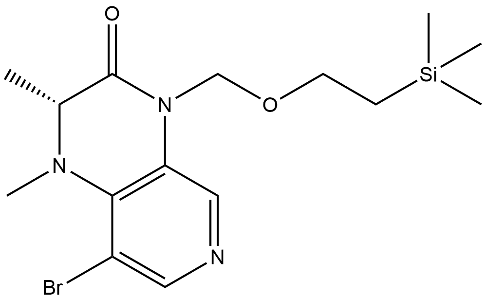 (R)-8-溴-1,2-二甲基-4-((2-(三甲硅基)乙氧基)甲基)-1,2-二氢吡啶并[3,4-B]吡嗪-3(4H)-酮 结构式