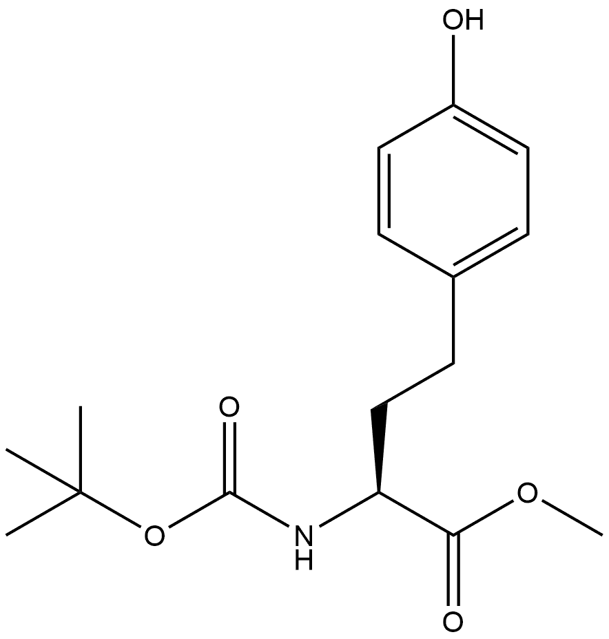 (S)-甲基 2-((叔-丁氧羰基)氨基)-4-(4-羟基苯基)丁酯 结构式