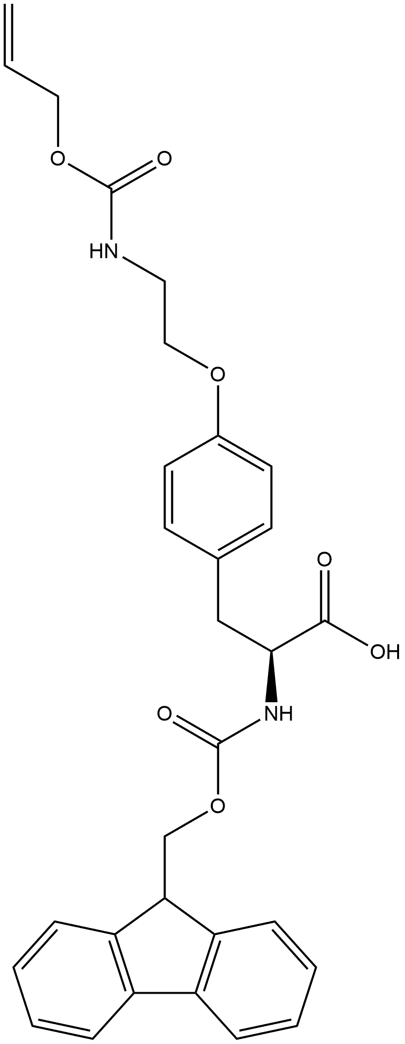 L-Tyrosine, N-[(9H-fluoren-9-ylmethoxy)carbonyl]-O-[2-[[(2-propen-1-yloxy)carbonyl]amino]ethyl]- 结构式