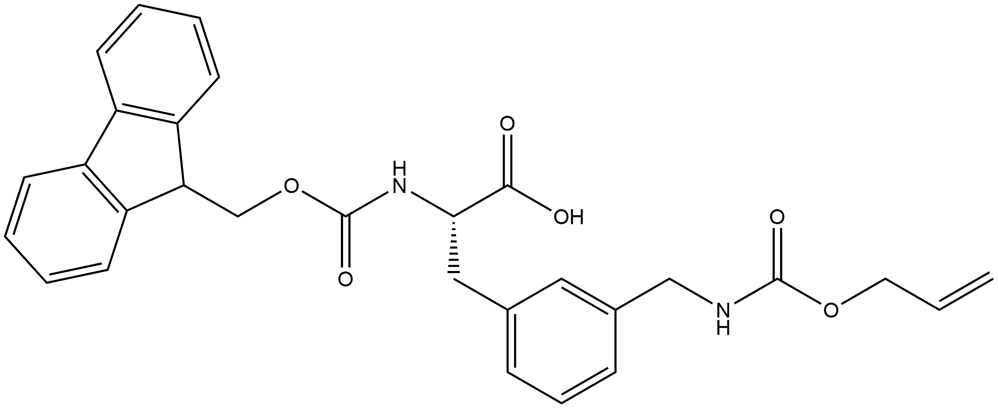 L-Phenylalanine, N-[(9H-fluoren-9-ylmethoxy)carbonyl]-3-[[[(2-propen-1-yloxy)carbonyl]amino]methyl]- 结构式