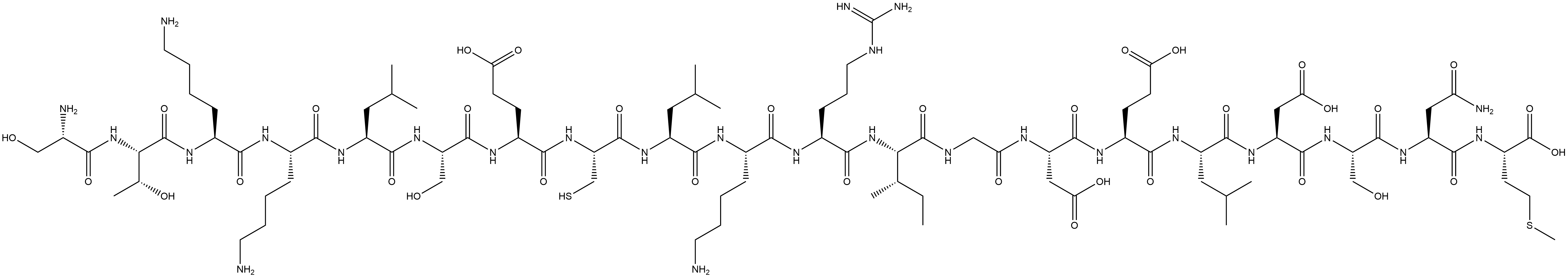 L-Methionine, L-seryl-L-threonyl-L-lysyl-L-lysyl-L-leucyl-L-seryl-L-α-glutamyl-L-cysteinyl-L-leucyl-L-lysyl-L-arginyl-L-isoleucylglycyl-L-α-aspartyl-L-α-glutamyl-L-leucyl-L-α-aspartyl-L-seryl-L-asparaginyl- 结构式